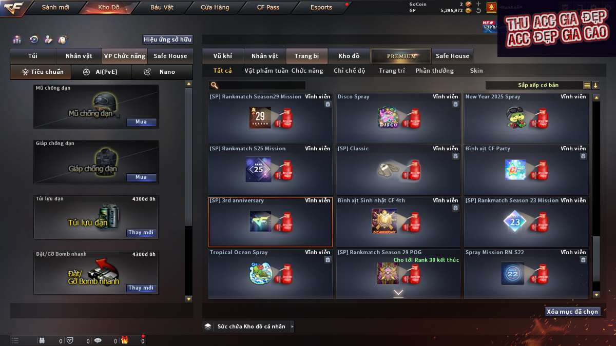 shop acc cf uy tin gia re
